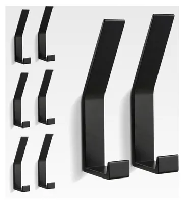 Produktbild von Kleiderhaken 8 Stück, Handtuchhaken zum Bohren, Garderobenhaken Wand für Jacken, Mäntel, Kleidung, Schals, Handtaschen und mehr (Schwarz)