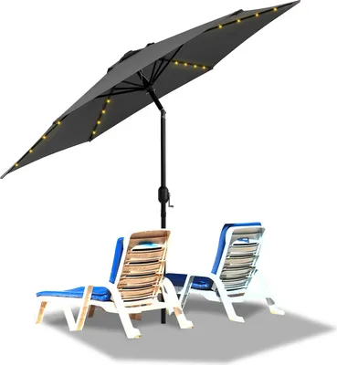 Produktbild von Aopunly Sonnenschirm Rund,Kurbel Knickbar Eisen Balkonschirm Marktschirm,neigbar,LED,270cm,Grau