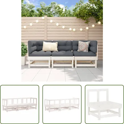 Produktbild von The Living Store 3-tlg. Garten-Lounge-Set Weiß Massivholz Kiefer