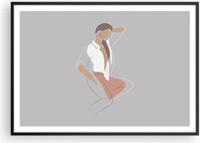 Produktbild von Gerahmtes Poster - Schwarzer Rahmen - Frau Grafik Modern - 100x70 cm - Wand Bild - Wanddeko - Wandbilder - Kunstposter - Wandposter - Bilderrahmen - Bilder - Kunstdruck - Wandbild - P2BAA100x70-4266