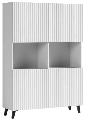 Immagine prodotto di Cassettiera Highboard Phuket 120x39x168cm 4 ante colore selezionabile, bianco scanalato