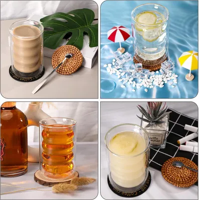 Obrázek produktu pro Sklenice na Latte Macchiato 350 ml s podšálky - Dvoustěnné borosilikátové sklo - Cappuccino Sklenice na Latte Tea Cappuccino