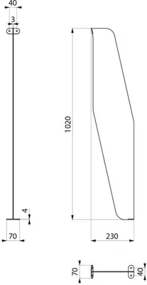 Produktbild von Delabie Schamwand für Urinalrinne L Fußbodeneinbau Edst. 1.4301 sat