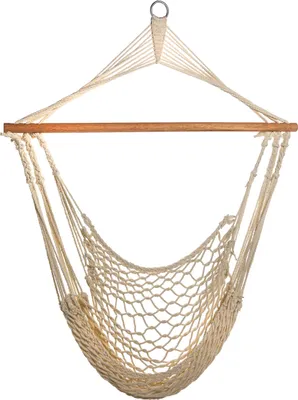 Produktbild von SVITA Hängesessel in Netz-Optik zum Aufhängen mit Stange Baumwollseil Naturmaterial Beige
