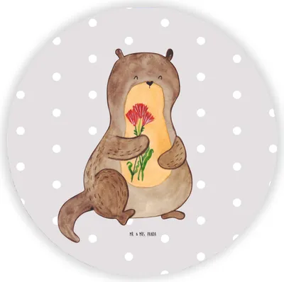 Produktbild von Mr. & Mrs. Panda magnet holz Otter Blumenstrauß - Grau Pastell - Geschenk, Seeotter, whiteboardmagnet, für kühlschrank, See, Niedlich, Einkaufszettelhalter, Süß, fotos