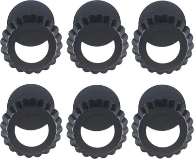 Produktbild von Tarteform Mit Hebeboden Ø 10 cm Mini Quicheform Gute Antihaftbeschichtung Pie Form Backform Wellenrand, schnittfest, servierfertig - Set von 6