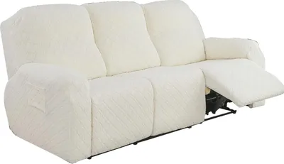 Produktbild von Relaxsofa Hussen, Bezug für Relaxsessel, 8-teiliges Stretch Sofa Überwurf Weich Jacquard Sesselbezug Sofahusse mit Tasche für 3 Sitzer,Beige