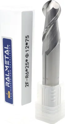 Immagine prodotto di Fresa sferica per alluminio, VHM, Fi12, R6 x 25 x 75 mm, 45 HRC