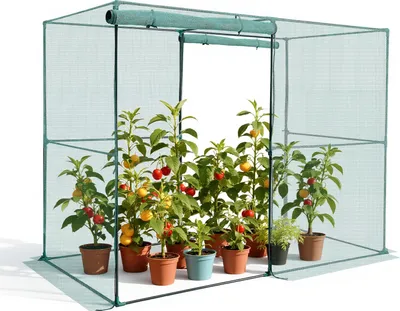Obrázok produktu pre VEVOR Ochranný stan na rastliny, 2396 x 1200 x 1800 mm Ochranná sieť na rastliny, dvere so zipsom, ochranná klietka na rastliny pre vonkajšie vyvýšené záhony, ochranná sieť na rastliny, skleník pre záhradu, terasu a trávnik