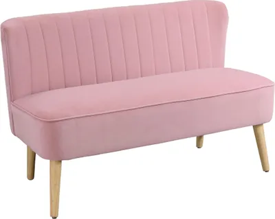 Produktbild von 2-Sitzer Stoffsofa Polstersofa Doppelsofa Sitzmöbel Loungesofa Holz Samtartiges Polyster Schaumstoff Rosa 117 x 56,5 x 77 cm