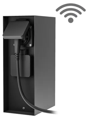 Produktbild von SSC-LUXon ZAVO Outdoor Steckdosensäule WLAN schwarz mit 2 Steckdosen - Smarte Außensteckdose IP44 kompatibel mit Amazon Alexa