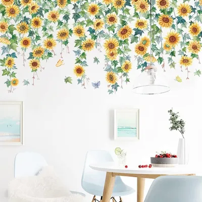 Immagine prodotto di Adesivo da parete Girasole - Decorazione parete cucina - Decorazione parete camera da letto - Adesivo floreale - Vinile rimovibile - Design autoadesivo