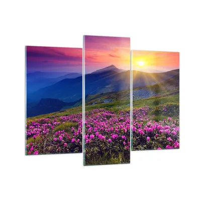 Produktbild von Bilder auf glas - Wiese Berge Landschaft - 130x100cm - Glasbilder - Wandbilder - Kunstdruck - zum Aufhängen bereit - Wanddekoration aus Glas - Glas Bilder - Wandbild auf Glas - GCB130x100-2676