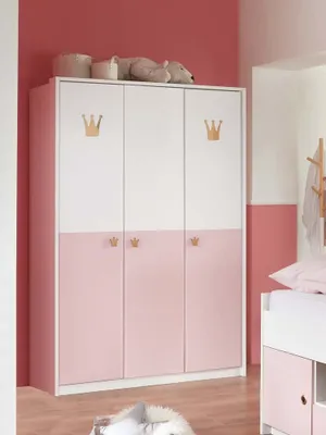 Produktbild von Cindy2 šatní skříň 3-dveřová bílá / růžová