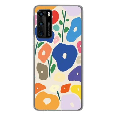 Produktbild von MuchoWow® Handyhülle Schutzhülle Hülle für Huawei P40 Blume - Abstrakt - Blätter Silikon Softcase Handy Hülle - Handytasche