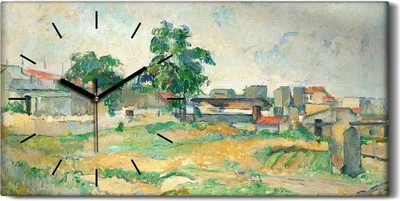 Produktbild von Wandkunst Leinwand Bild Uhr Geräuschlos Kunstdruck 60x30 Landschaft bei Paris - schwarze Hände