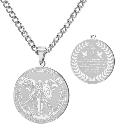 Imagen del producto de Colgante del Arcángel Miguel, acero inoxidable, protección para mujeres, joya religiosa
