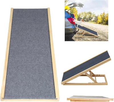 Produktbild von Hunderampe Auto Klappbar,Hunderampe rutschfeste für Katzen große und kleine Hunde,Höhenverstellbar Einstiegshilfe Haustiere Hundeeinstiegshilfe Bett Sofa Rampe Hund,70 x 35 x 30cm