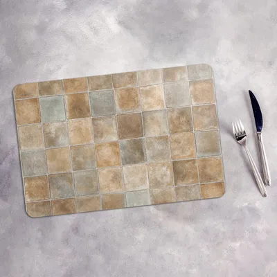 Produktbild von Tischset 6x45x30 cm + 6x10fi cm Platzset Tischmatte Platzmatte Untersetzer - Kacheln Abstrakt