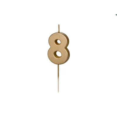 Obrázok produktu pre Tortová sviečka číslo 8, zlatá 4,5cm Party Deco