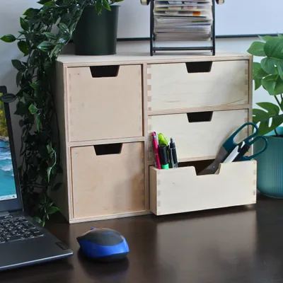 Produktbild von SEVICO Schubladen-Box aus Birken-Sperrholz | 5 Schubladen | 36 x 20 x 28,5 cm (+/- 1 cm) | Mini-Kommode für Kleinigkeiten | A001-005