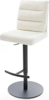 Produktbild von DELIFE Barstuhl Pela-Flex Bouclé Soft Beige Drehfuß höhenverstellbar Metall Schwarz