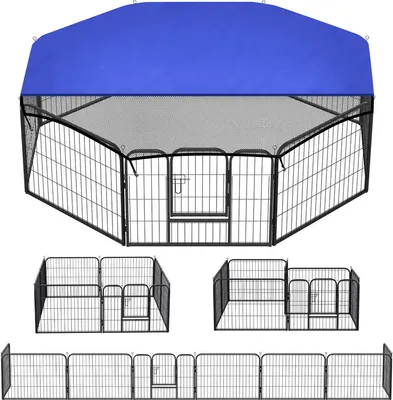 Immagine prodotto di Jopassy Cucciolo Run Con Tetto Animale Playpen Cucciolo Playpen Cane Gabbia, libero Run Recinto con porta, 8 pezzi 60x80, Resiste ciò che funziona con i piccoli animali