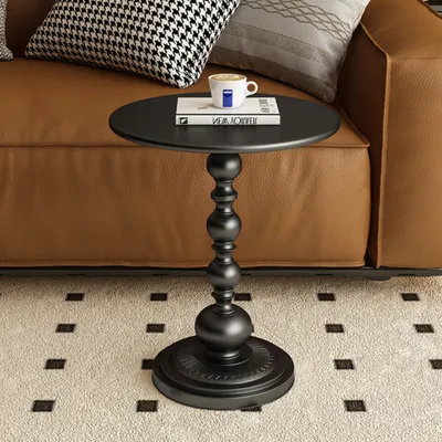 Produktbild von Beistelltisch, Gartentisch, Wohnzimmertisch, Couchtisch rund, aus Metall, Vintage Nachttisch, Retro Kaffeetisch, Laptoptisch, Betttisch
