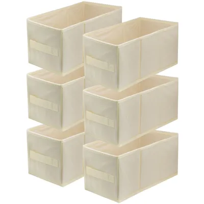 Produktbild von Lavita Storage Box faltbar 15x31x15 cm, Schubladen-Organizer für Kleidung, praktische Aufbewahrung & Ordnung, Creme, 6 stück