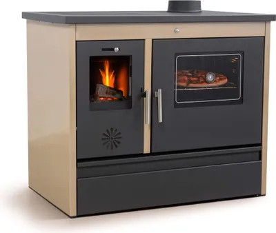 Produktbild von Kaminofen mit Backfach und Herdplatte 4050 Lotus Classic Beige Holzofen 11 kW Holz Ofen Mehrfachbelegung Kamin Heizofen Küchenherd