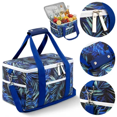 Produktbild von Große Thermo-Kühltasche 15L Isoliertasche Picknicktasche für Strand & Camping. Thermotasche mit Reißverschluss & Gurt