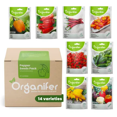 Obrázek produktu pro Balení semen pepře a papriky – 14 odrůd - Organifer