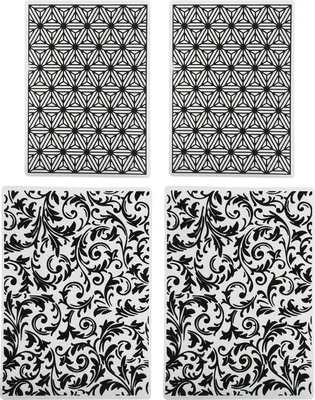 Immagine prodotto di Fogli per goffratura fai da te, modelli per goffratura a rilievo, 2x EM053 + 2x EM158, set da 4 pezzi per artigianato creativo, scrapbooking