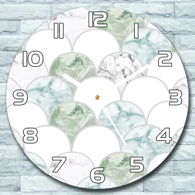 Produktbild von Wanduhr aus Glas Rund fi 30 Grüner Marmor Quarz Deko Schlafzimmer Büro