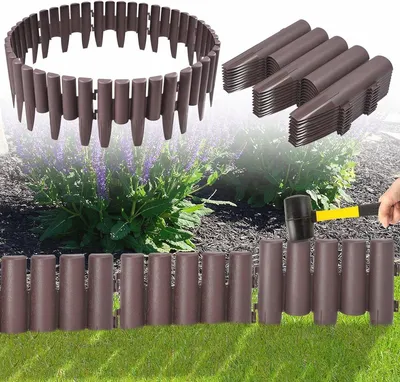 Kunststoff Rasenkanten in Holzoptik - 11,2 m Dekorative Gartenrand