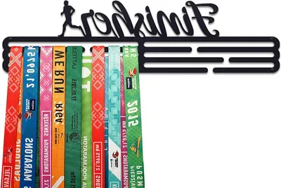 Productafbeelding van Medaillehouder - Medaillehanger Display - Sport Prestaties Tonen - Roestvrij Staal - 43 cm Breed - Mat Zwart