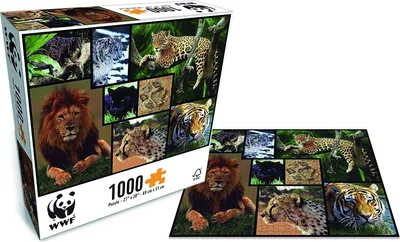 Zdjęcie produktu dla WWF Puzzle dzikie koty (1000 elementów) puzzle duże koty drapieżniki lew tygrys dobrostan zwierząt