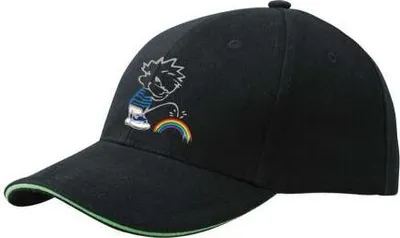 Produktbild von Baseballcap mit Textildruck - Pinkelmännchen auf Regenbogen - 52032 schwarz