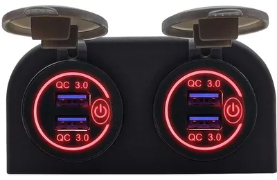 Produktbild von ProRide 12V USB-Lader 4 Ports mit Schalter QC3.0 PUSB1QC-R für Auto & Boot
