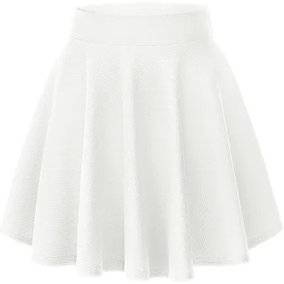 Produktbild von Damen Minirock A-Linie Glockenförmig Elastisch Elegant Weiß M