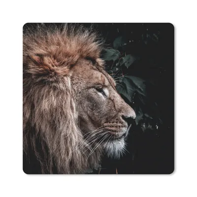 Produktbild von MuchoWow® Mauspad Mousepad Löwe - Blätter - Tiere 20x20 cm - Mousepads - Maus Mat - Pad - Mausunterlage - Desk Mat - Bureauartikeln