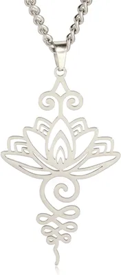 Imagen del producto de Collar de acero inoxidable con diseño de flor de loto, "Flor de la Vida", ideal para meditación y yoga