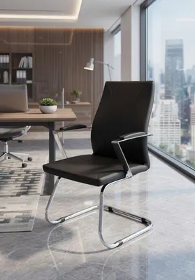 Obrázek produktu pro Ergonomická kancelářská židle, černá, s pochromovanými područkami