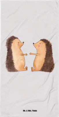 Produktbild von Mr. & Mrs. Panda Handtuch Igel Liebe - Grau Pastell - Geschenk, Duschtuch, Strandtuch, Großes Badehandtuch, Hochzeit, Freundin, Duschhandtuch, Verlobt, Hochzeitstag