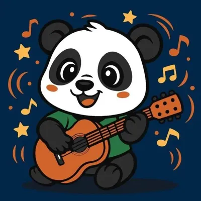 Produktbild von Malen nach Zahlen – Panda mit Gitarre, Kinder – Ideyka