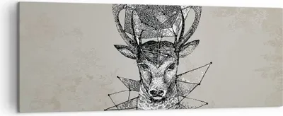 Produktbild von Bild auf Leinwand - Leinwandbild - Hirsch Geweih Wald - 140x50cm - Wand Bild - Wanddeko - Leinwanddruck - Bilder - Kunstdruck - Wanddekoration - Leinwand bilder - Wandkunst - AB140x50-3072