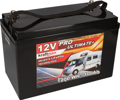 Produktbild von Kraftmax LiFePO4 Akku 12V 100Ah inkl. Bluetooth