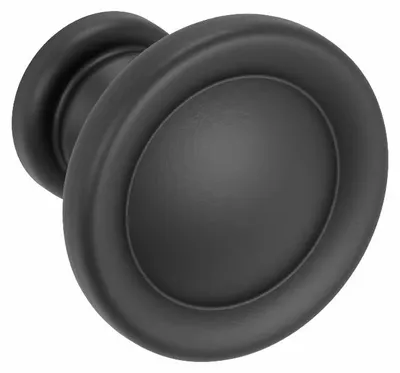 Immagine prodotto di Pulsante per mobile, 25 mm, in zamak, verniciato nero opaco. Confezione da 6 pezzi