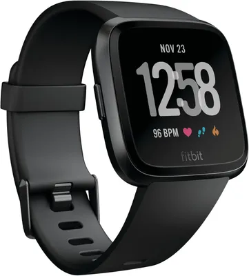 Produktbild von Fitbit Versa Smartwatch Fitnesstracker Limited Edition in Schwarz mit Zusatz Armband in Grau und Ladegerät