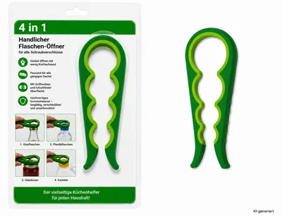 Produktbild von Flaschen + Dosenöffner Multifunktion 4 in 1 Grün, KI-generiertes Bild